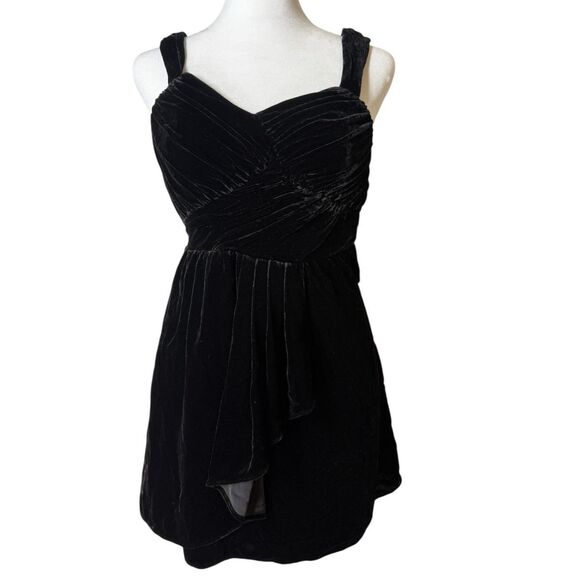 Y2k Express Black Velvet Babydoll Top Sz 0 Whimsigoth Witchy Fairy Grunge Flowy - Picture 1 of 10